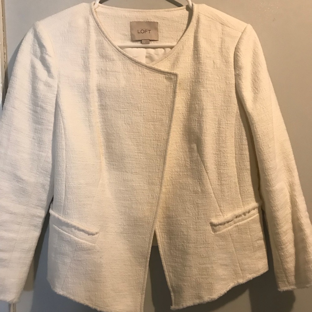 LOFT White crop moto jacket